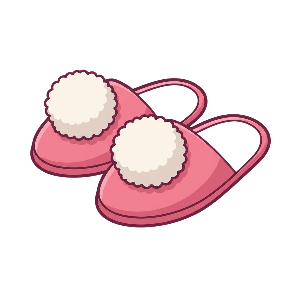A pair of pink slippers featuring scalloped edges and a white floral embroidered detail on top