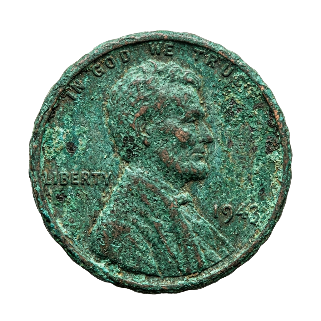 Old copper coin featuring a profile portrait of a bearded man with the words Liberty and In God We Trust inscribed around the edge.