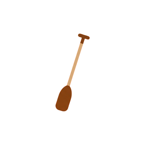 A single-bladed wooden paddle with a T-shaped handle