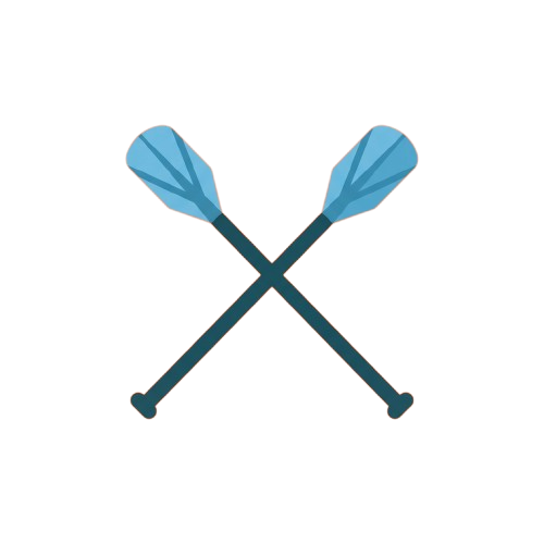 Two crossed blue kayak paddles on a black background