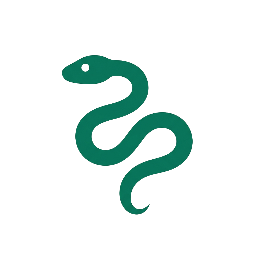A teal-colored snake coiled on a black background