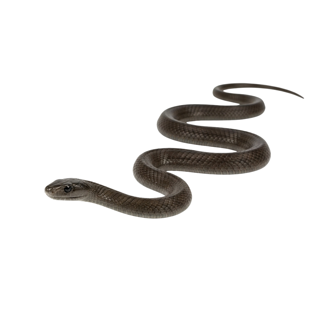 A brown snake coiled gracefully against a black background