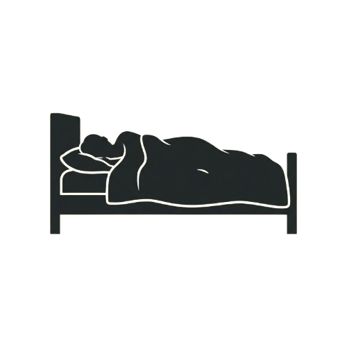 A person sleeping peacefully on a bed with pillows and a mattress.