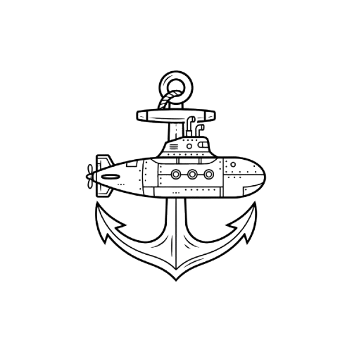 Line drawing of a traditional nautical anchor with detailed crossbar and flukes