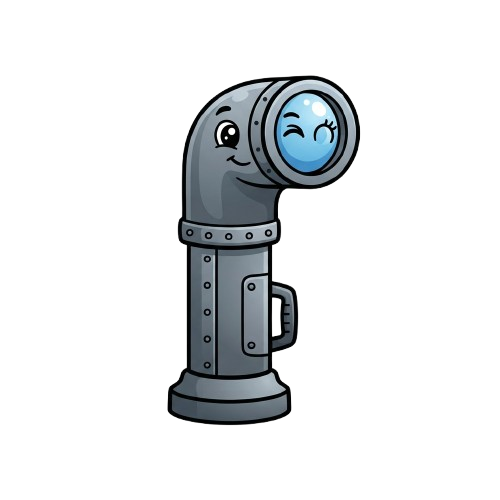 A smiling fire hydrant with a blue lens eye and winking expression