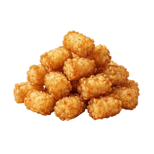 A pile of golden, crispy fried chicken bites with a crunchy breading texture