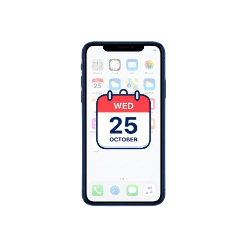 Smartphone screen showing a calendar reminder for Wednesday, October 25 with app icons visible