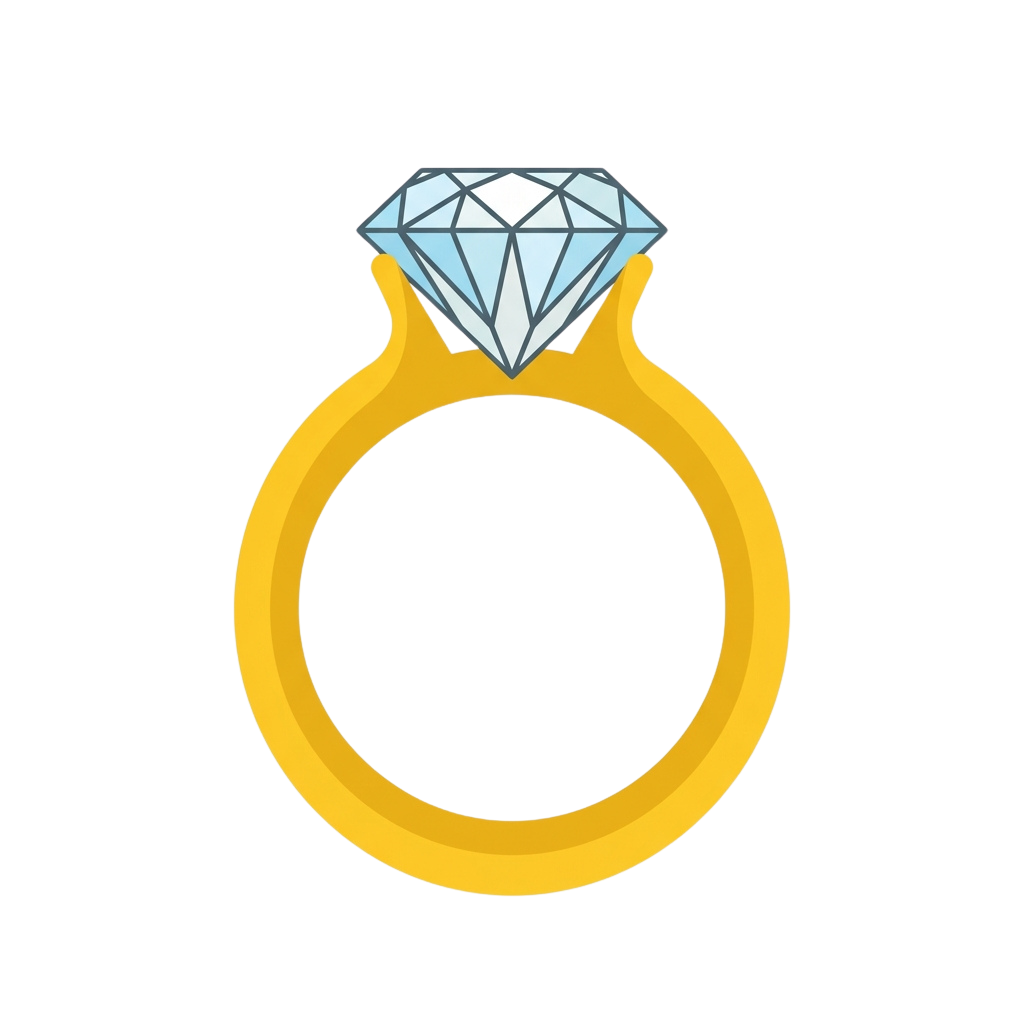A yellow gold engagement ring featuring a large round brilliant-cut diamond at the top