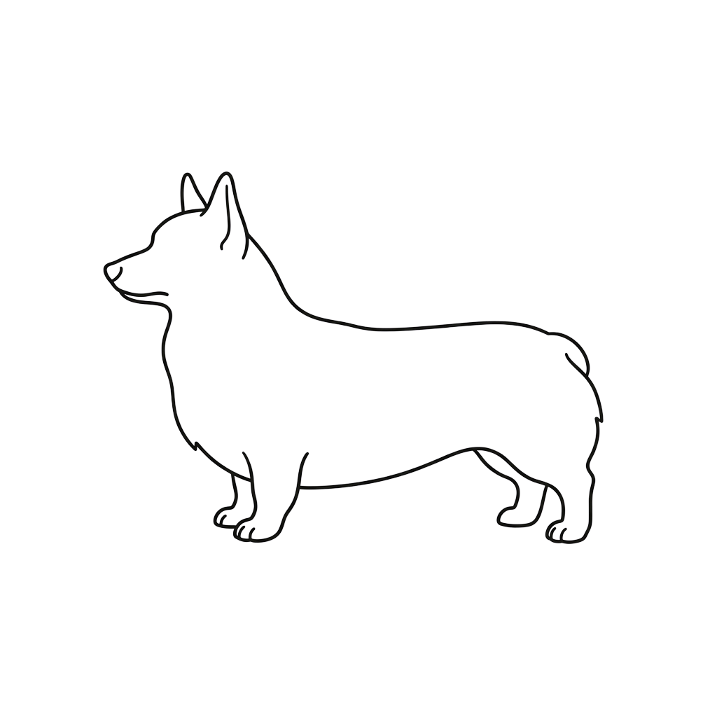 A minimalist silhouette of a dog sitting on a black background