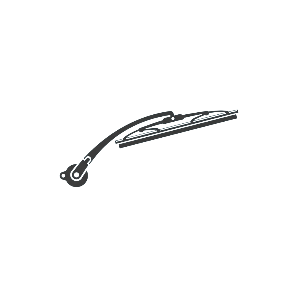 A gray windshield wiper arm attached to a pivoting base mechanism
