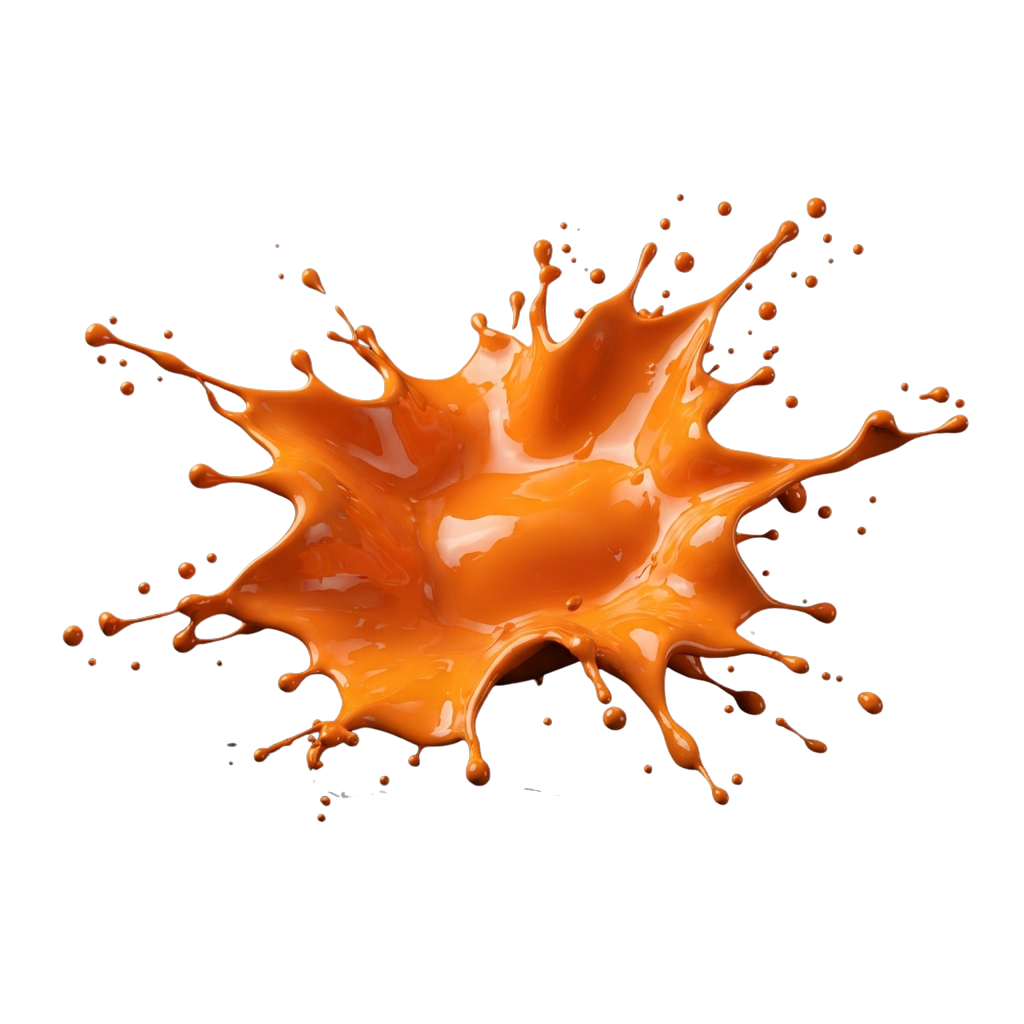 Dynamic splash of bright orange liquid against a dark background