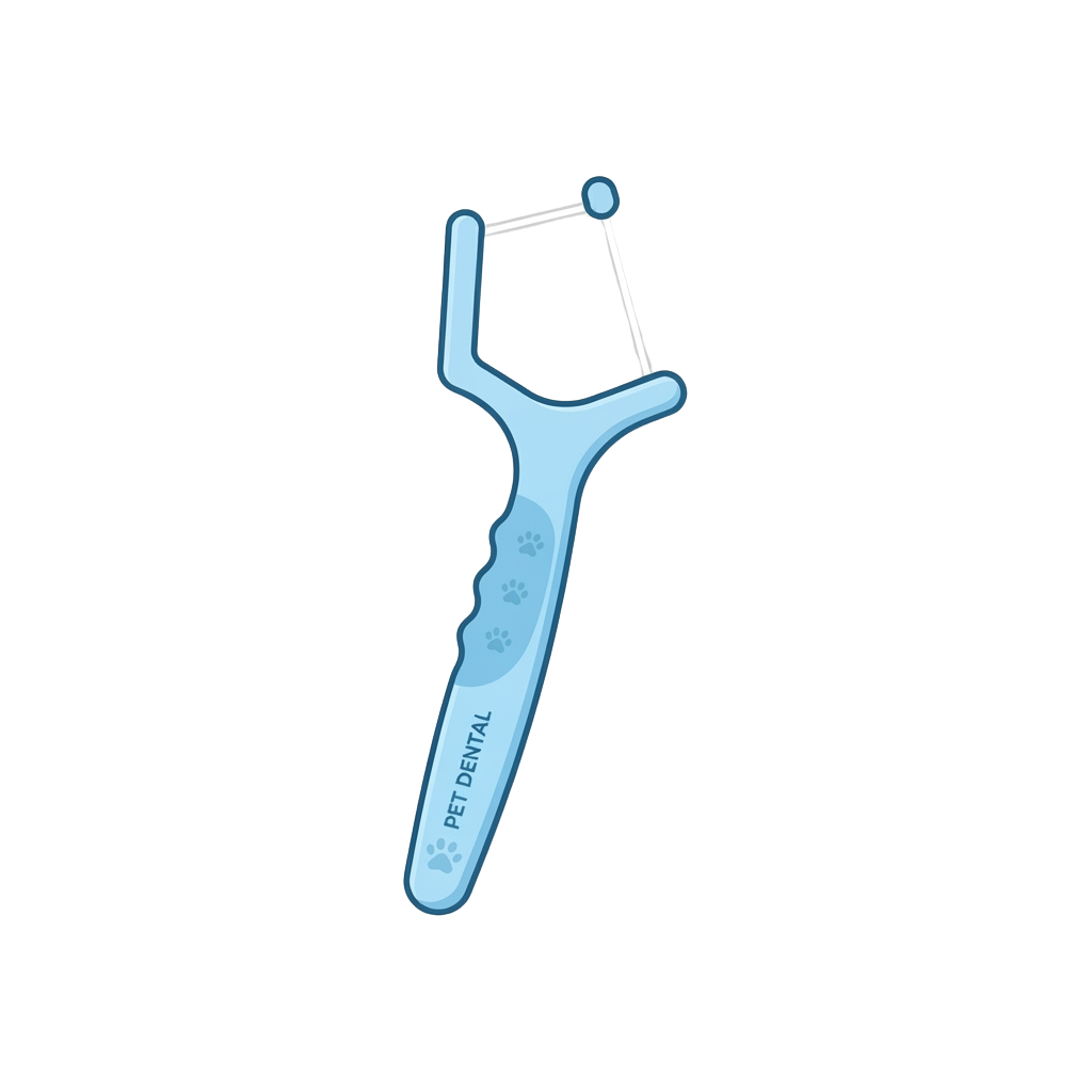 Blue pet dental tool with a loop handle and textured grip for cleaning animal teeth