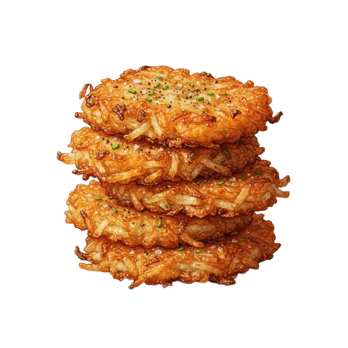 Stack of three golden-brown fried chicken cutlets with a crunchy texture and light herbs sprinkled on top