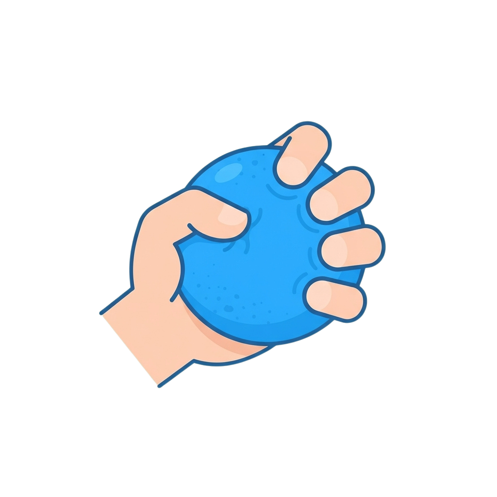 A hand holding a bright blue ball with a smooth, rounded shape.