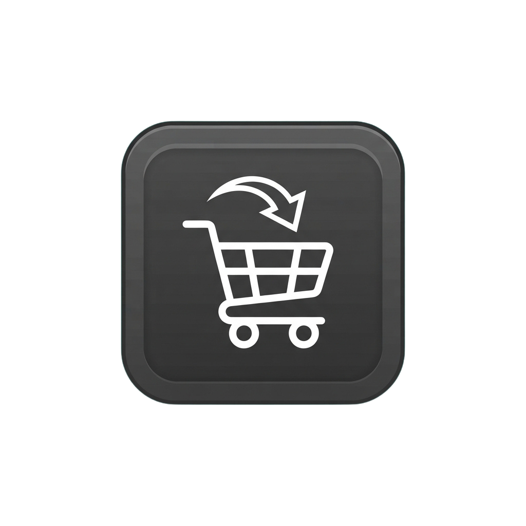Shopping cart icon with a circular arrow indicating rotation or refresh