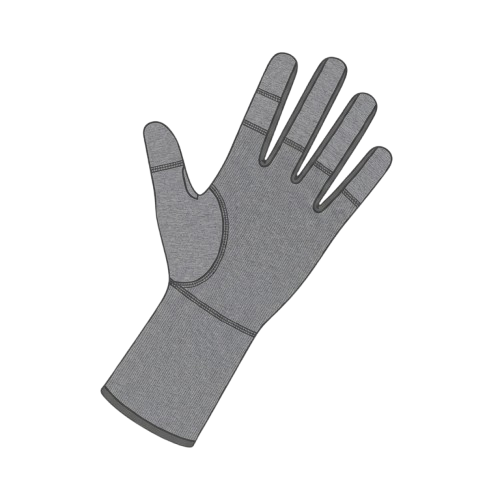 A gray fingerless glove with reinforced palm and wrist areas for hand protection