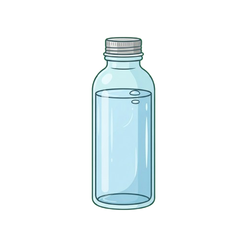 A transparent plastic bottle with a screw-on cap shown against a dark background