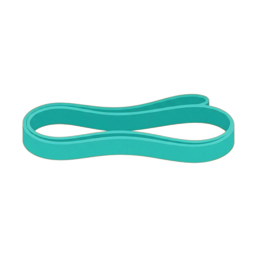 A turquoise resistance loop band used for strength training exercises.