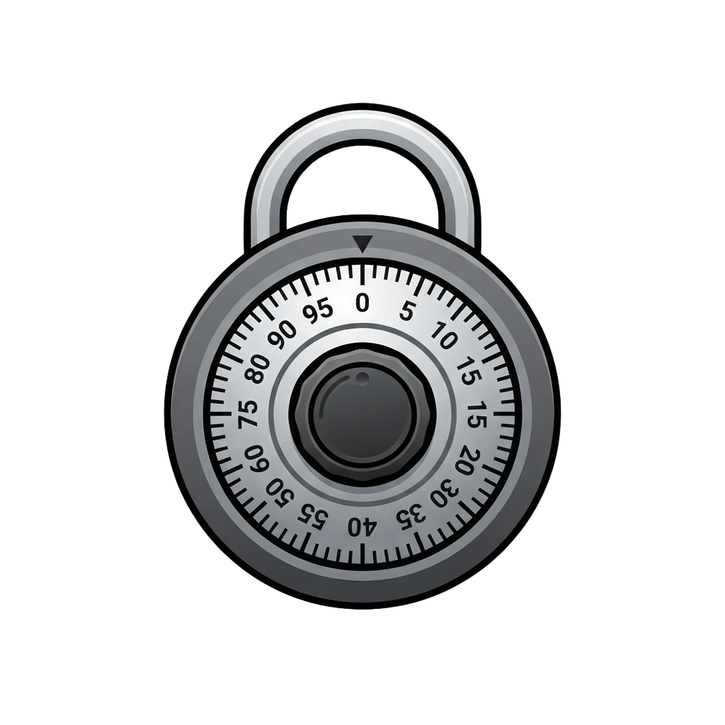 Close-up of a combination dial lock with numbered settings from 0 to 95