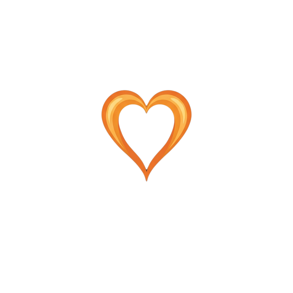 A glowing orange heart shape centered against a black background