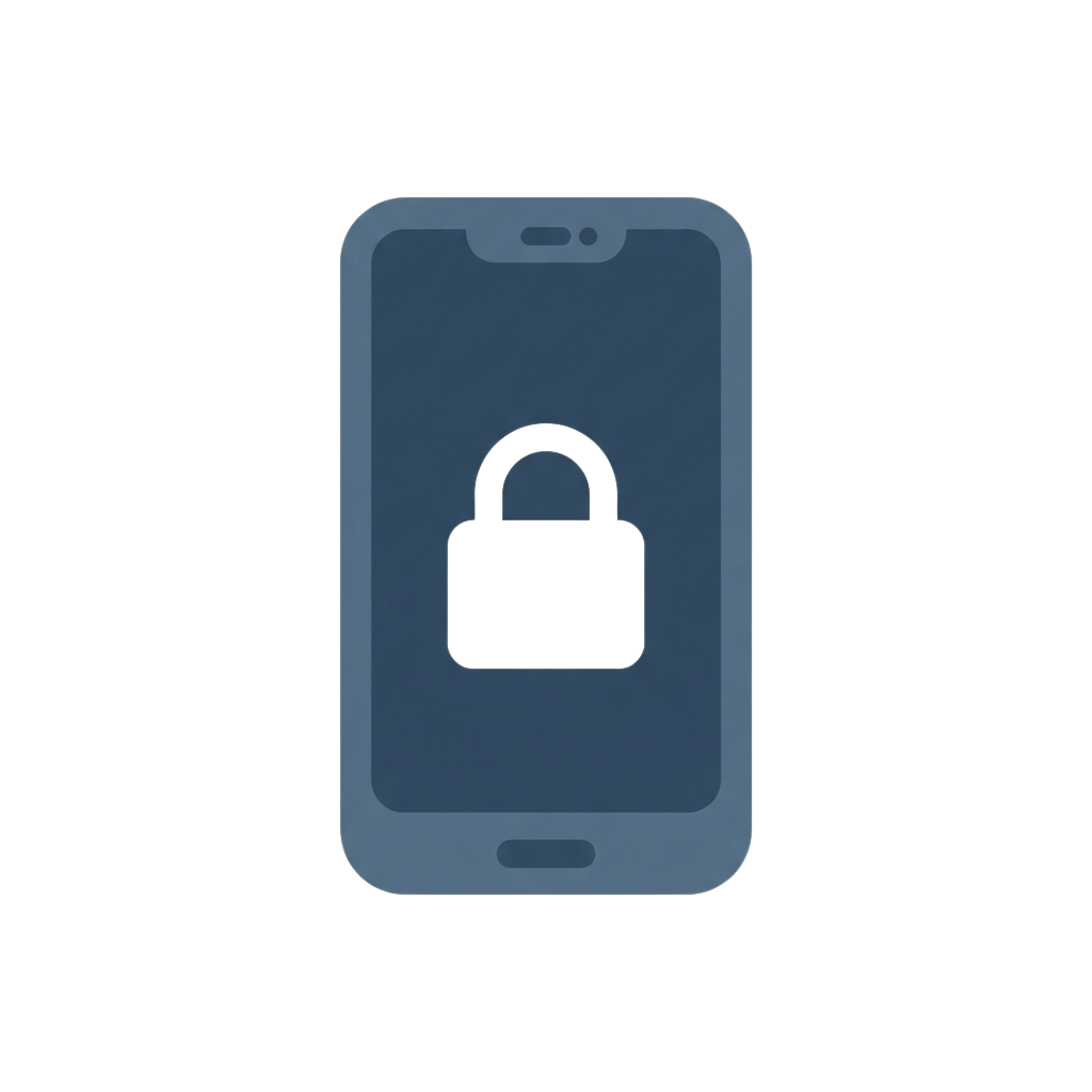 A smartphone screen displaying a locked padlock symbol indicating security or privacy.