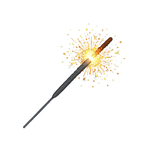 A lit sparkler emitting bright golden sparks against a dark background
