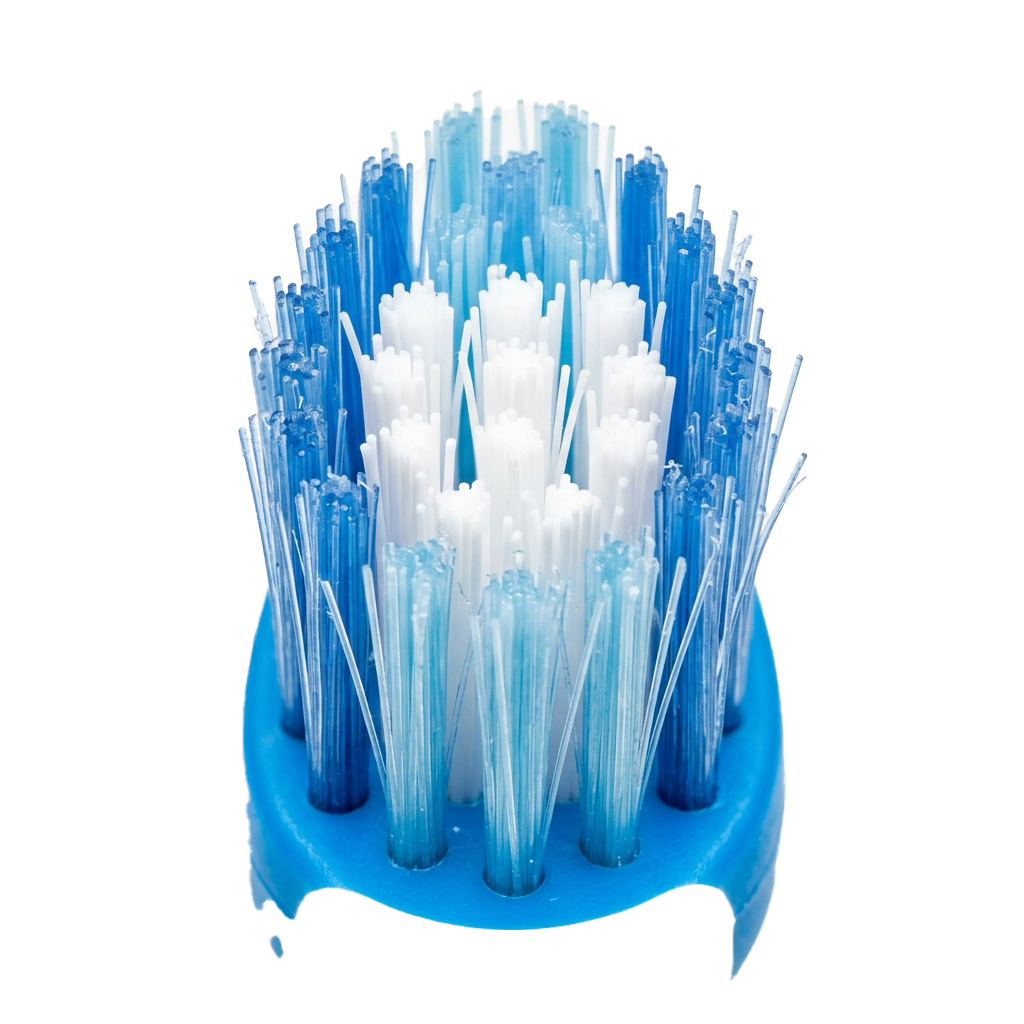 A set of clear plastic drink stirrers with white tips and blue base holder glowing with LED lights.