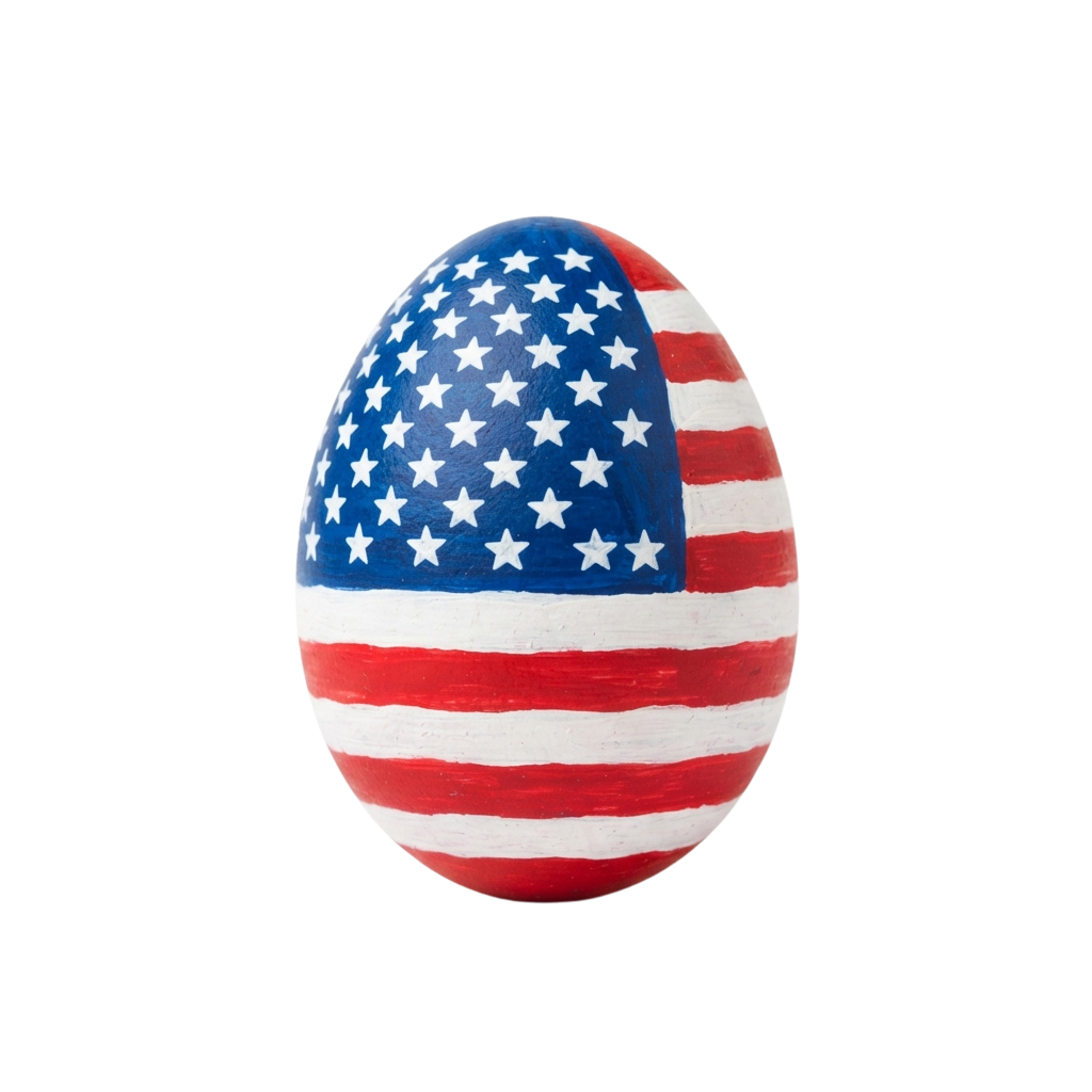 Easter egg decorated with the American flag pattern