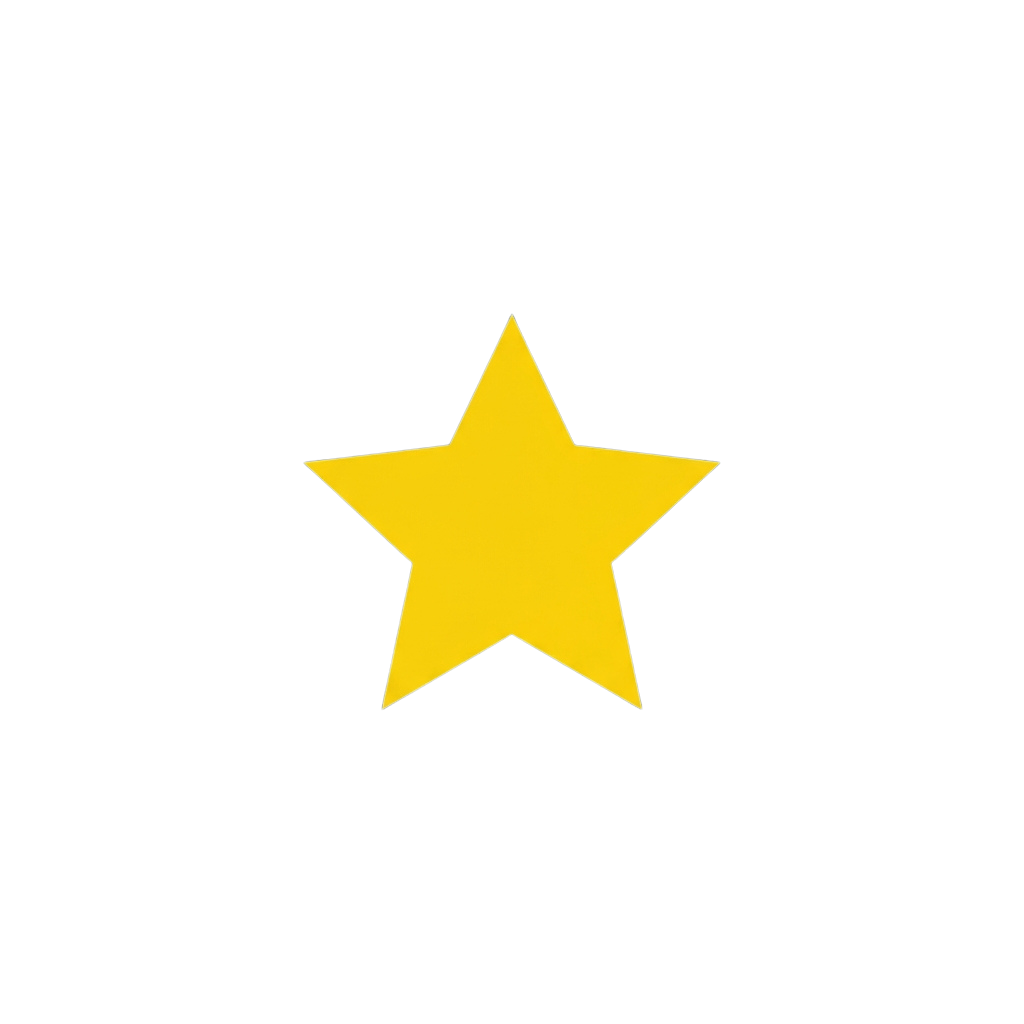 A bright yellow five-pointed star on a black background
