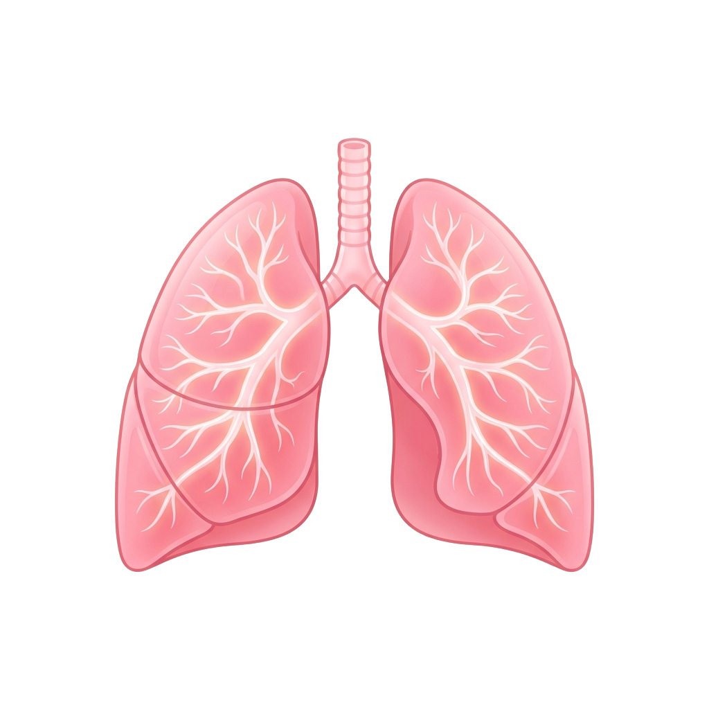 Illustration of human lungs showing the bronchial tree and airways inside each lung.