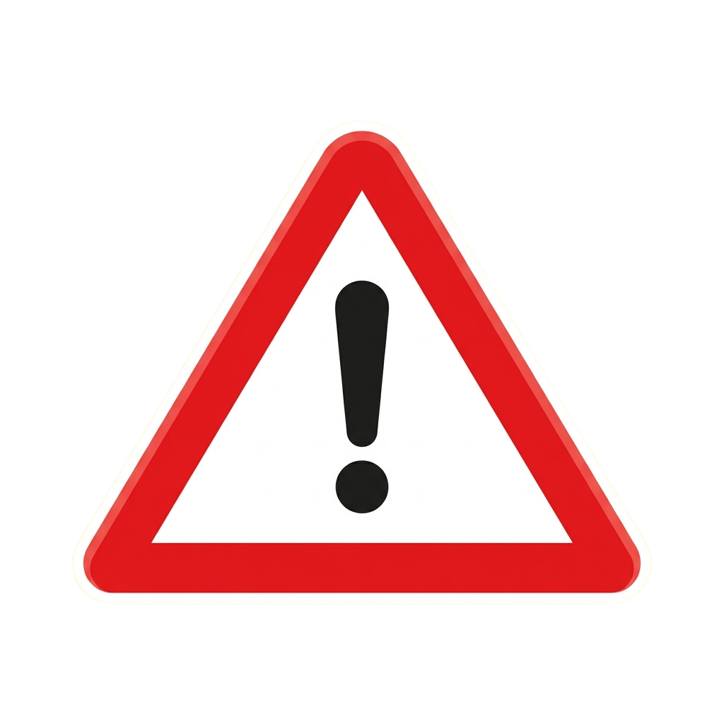 Red triangular warning sign with an exclamation mark in the center