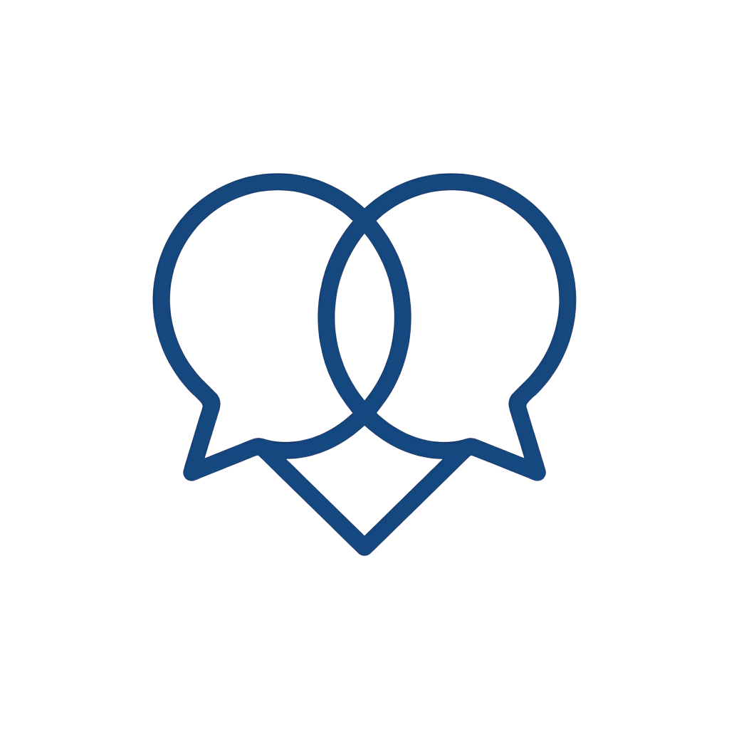 Two overlapping speech bubbles forming a connected conversation shape