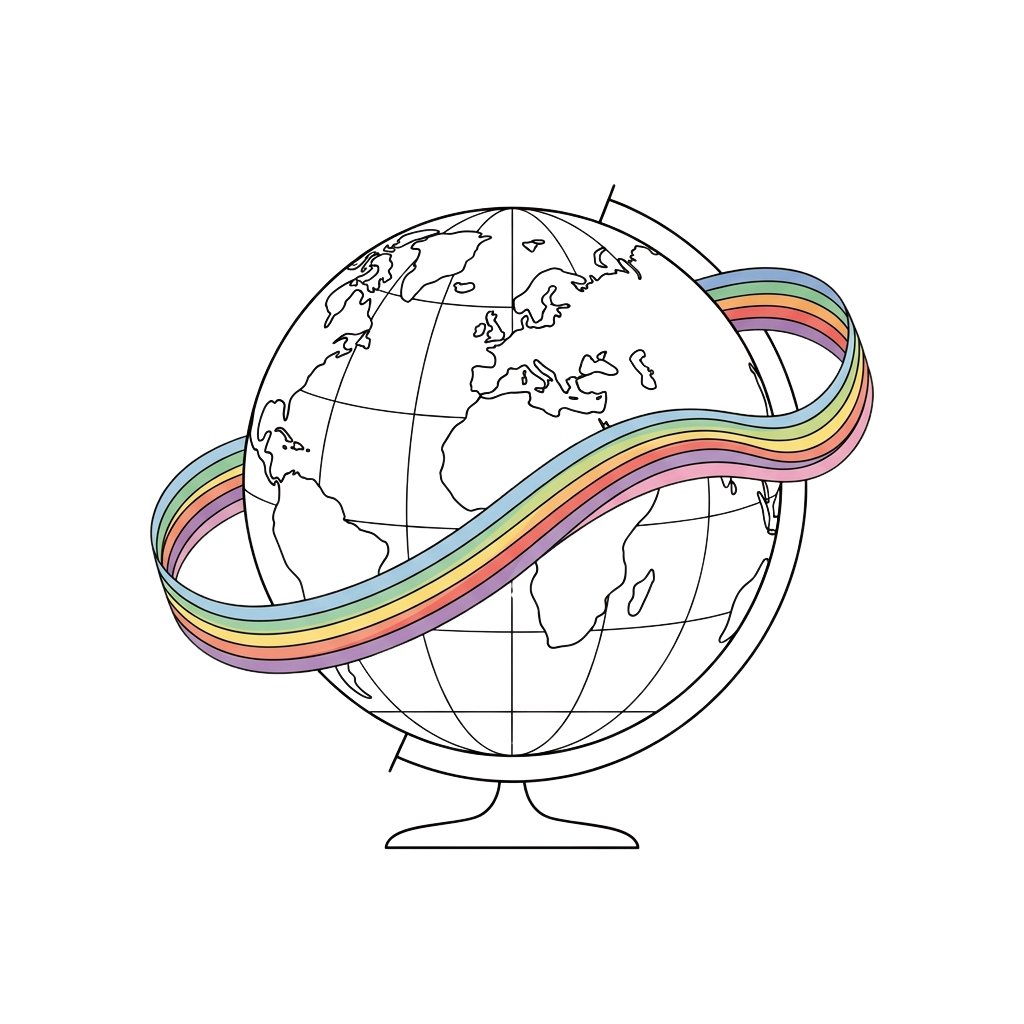 A vibrant, multicolored infinity loop design on a black background