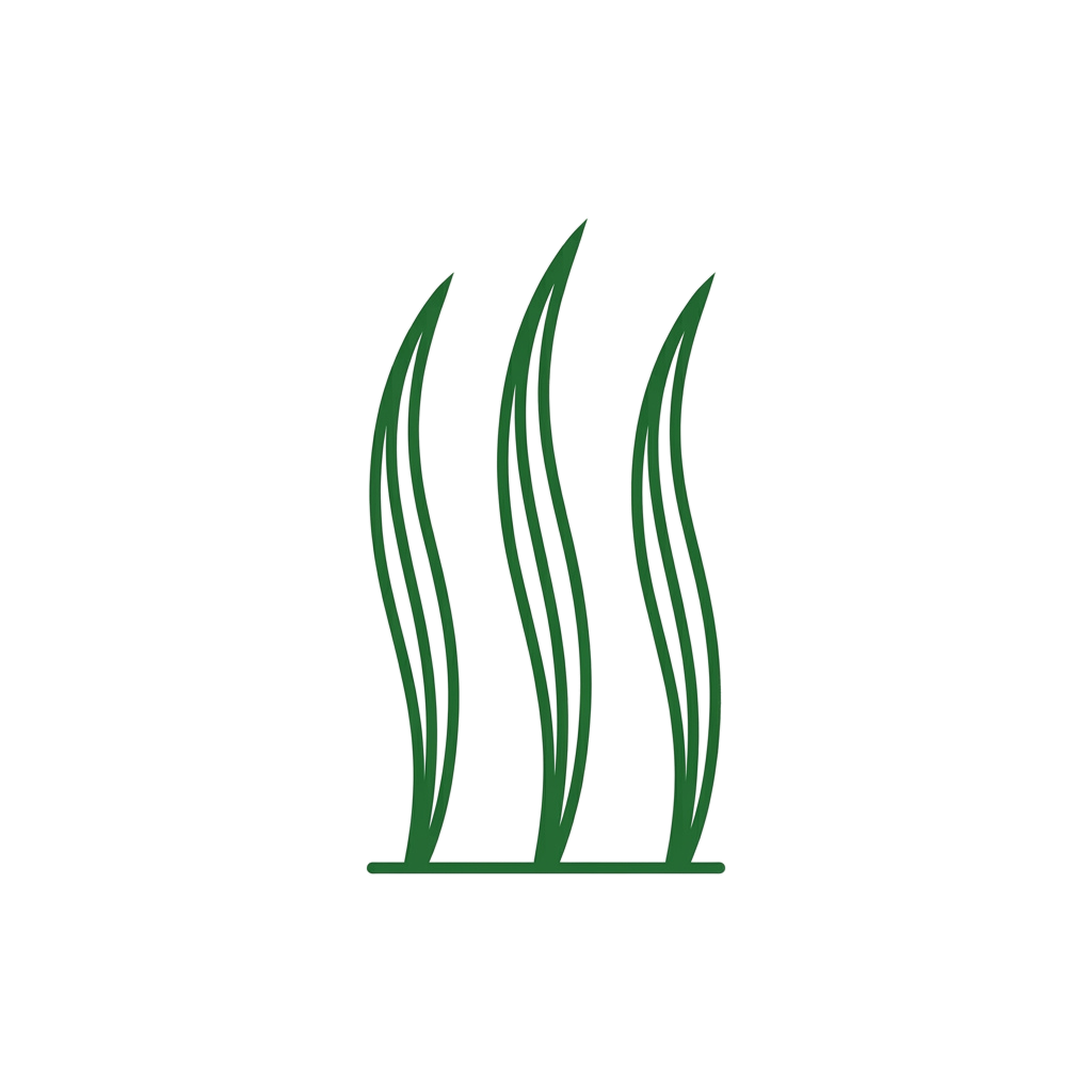 Three stylized green flames rising upward from a flat base on a black background