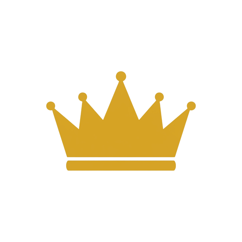 A stylized yellow crown icon on a black background