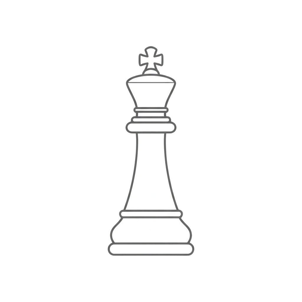White chess king piece standing upright on a black background