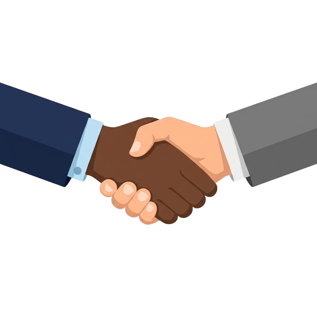 Illustration of two people shaking hands in a business handshake