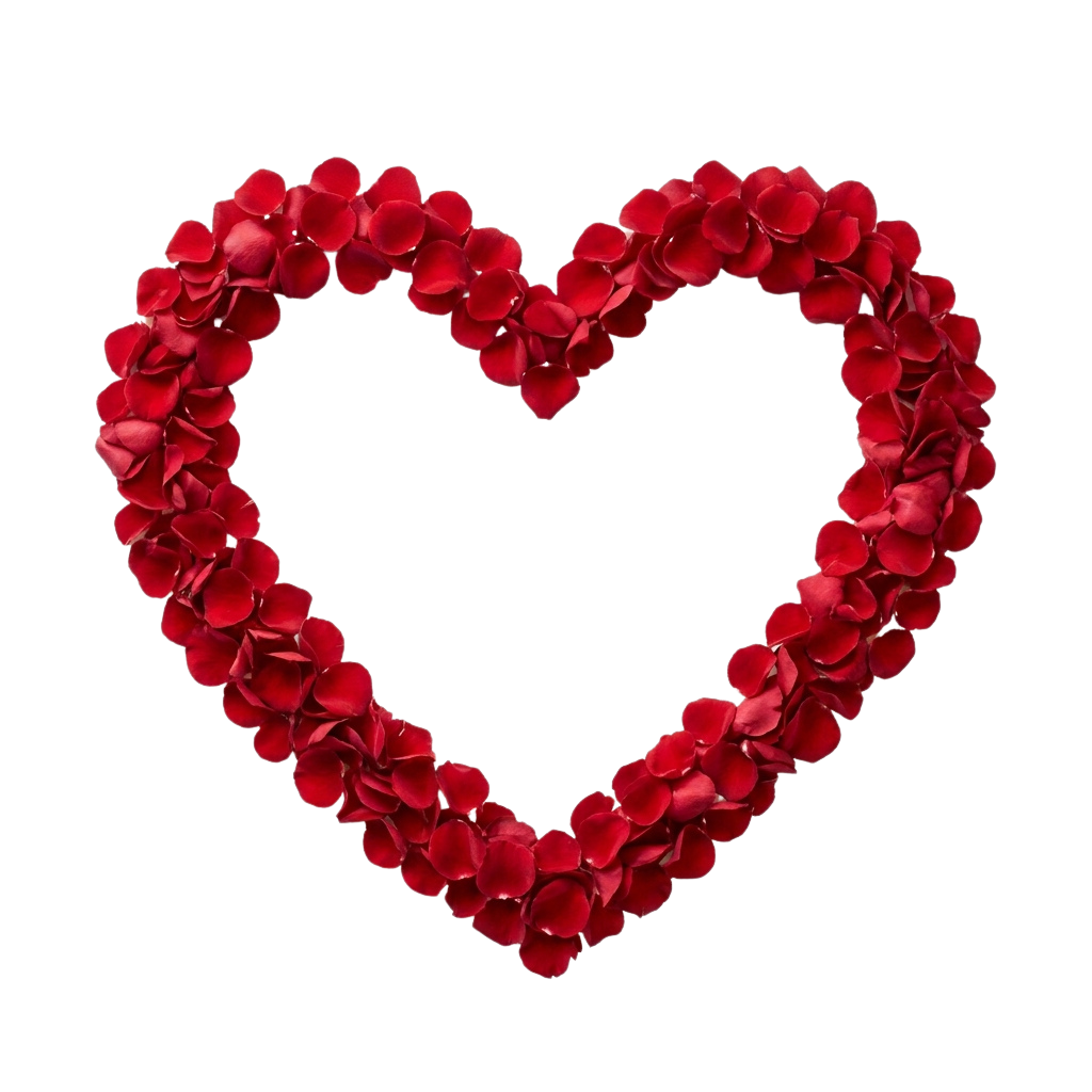 A heart shape composed of red roses against a black background