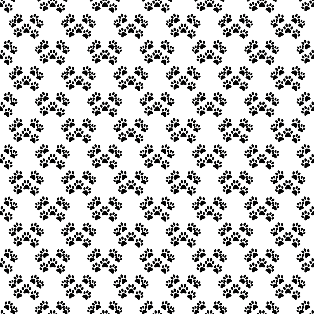 A repeating pattern of abstract white floral shapes on a black background