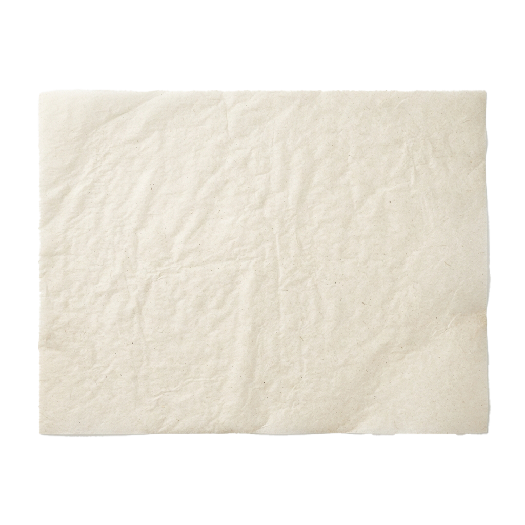 A close-up of a plain off-white textured paper sheet with a slightly wrinkled surface