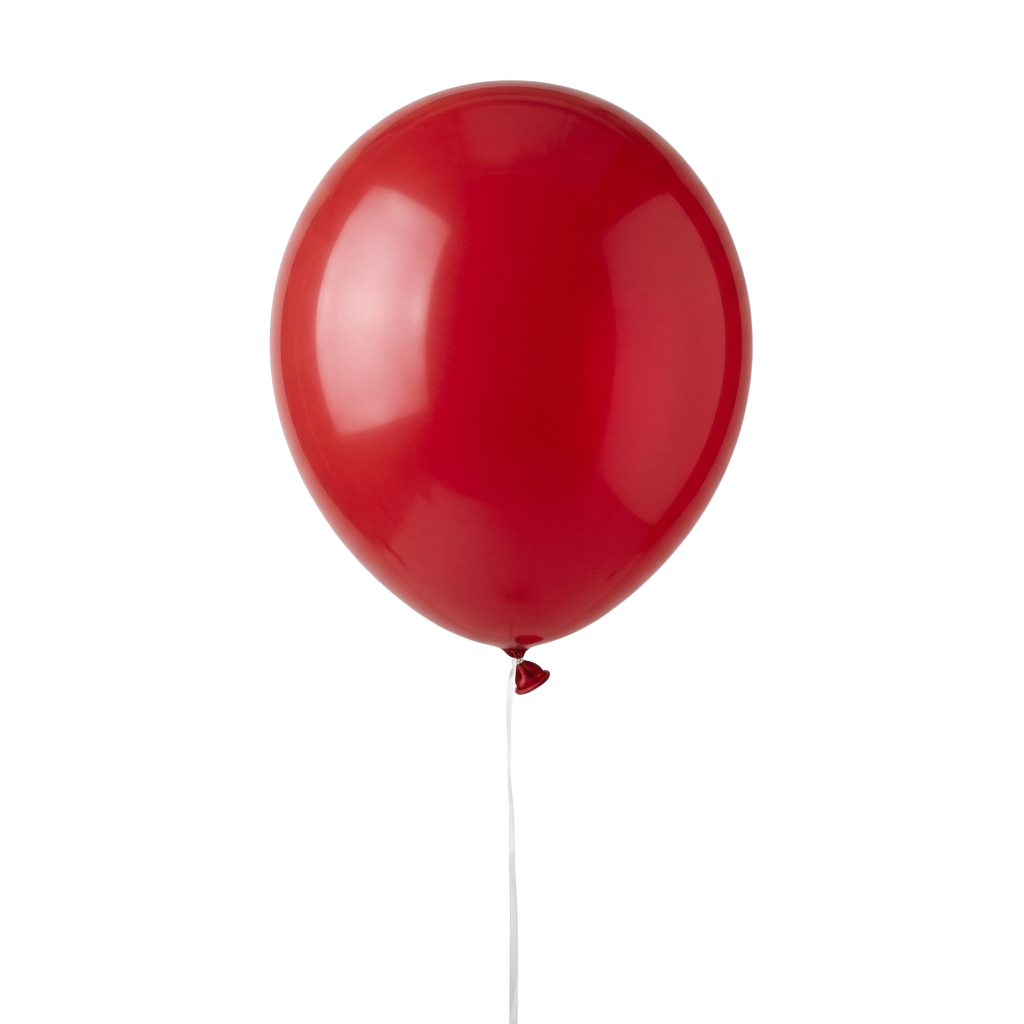 A single red balloon floating on a thin string against a black background