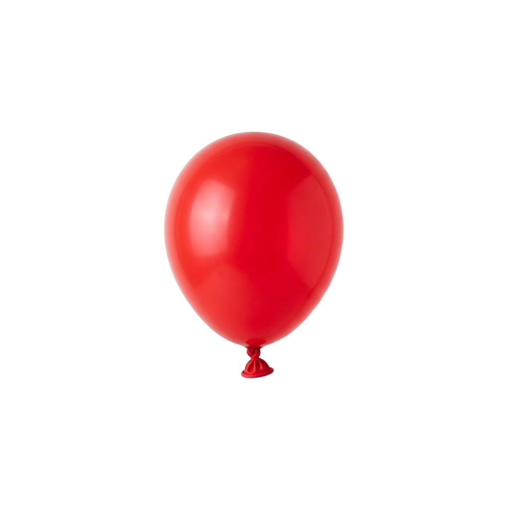 A single red balloon floating against a black background