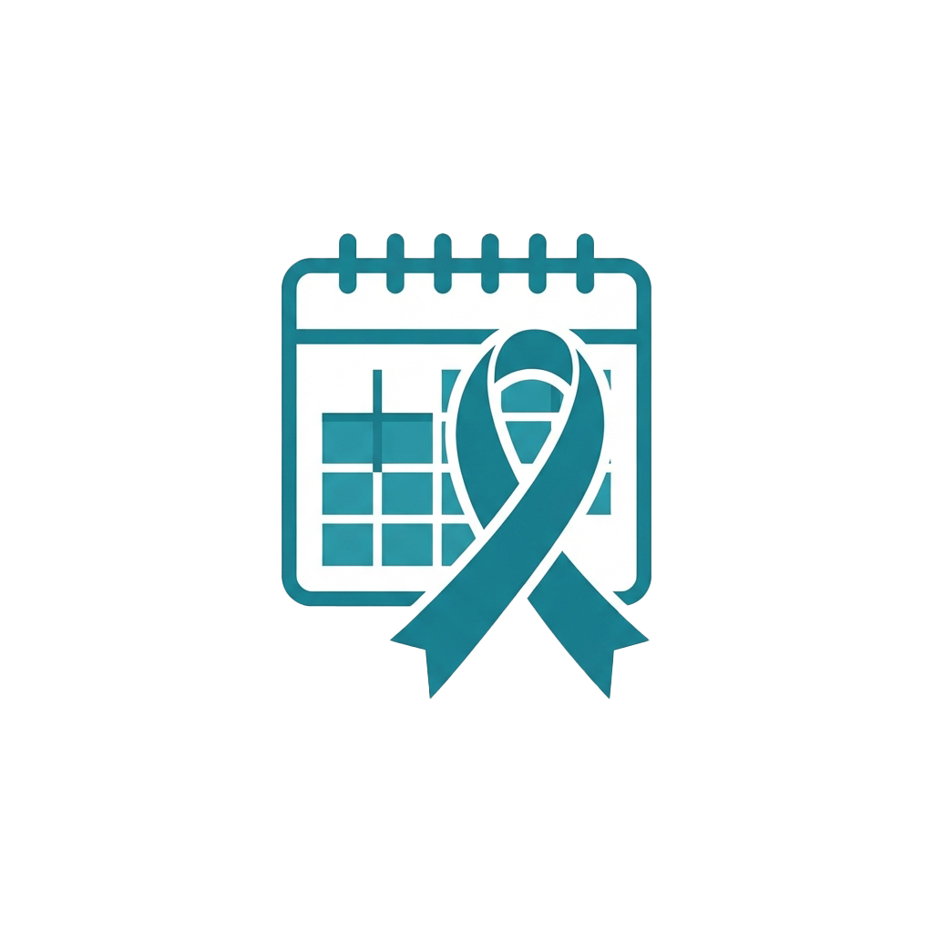 Calendar page with awareness ribbon symbol overlay