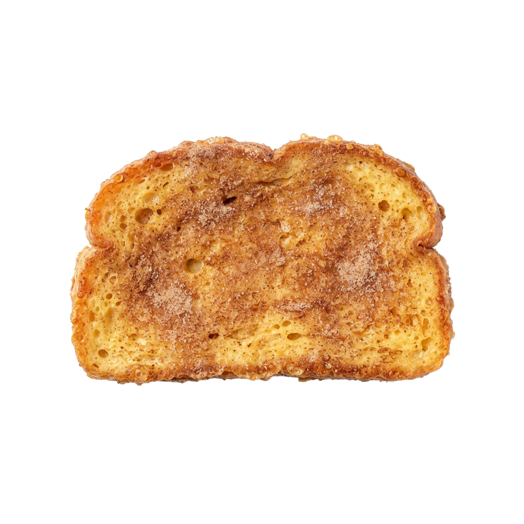 A close-up image of a toasted slice of bread with a golden brown crust and small air pockets inside