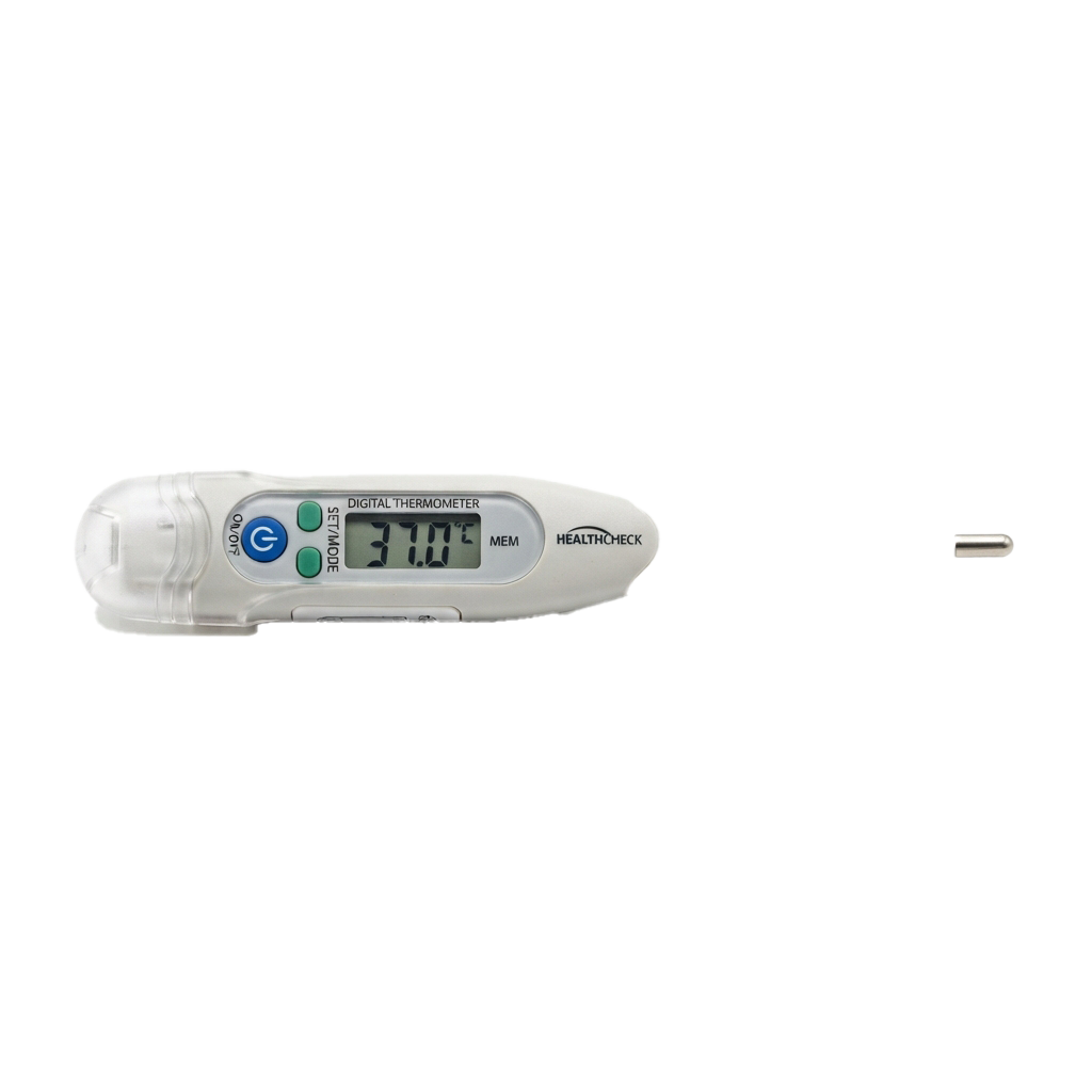 A digital thermometer displaying a temperature reading of 37.0 degrees Celsius