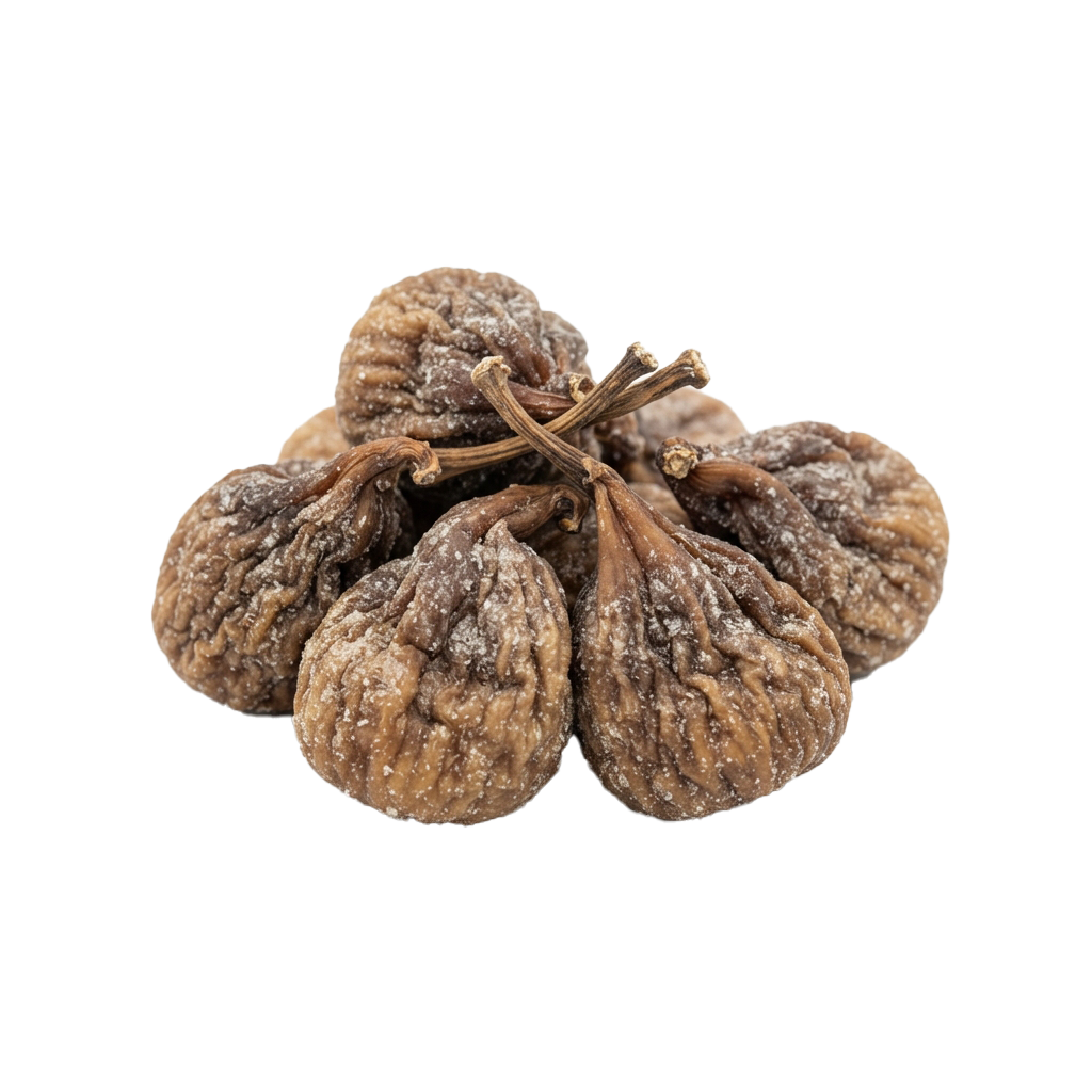 Cluster of dried figs with a light dusting of sugar or powdered coating