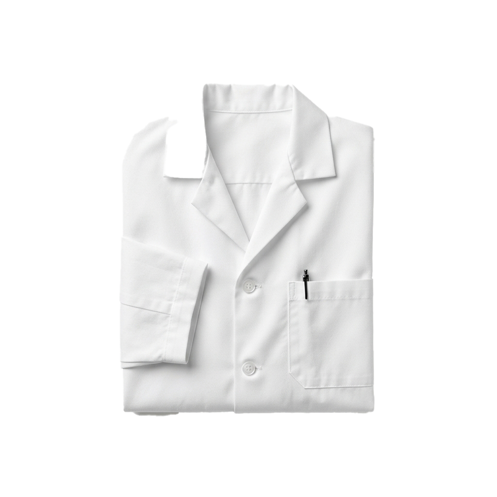 A white dress shirt with double breast pockets and button-down collar laid flat on a dark background