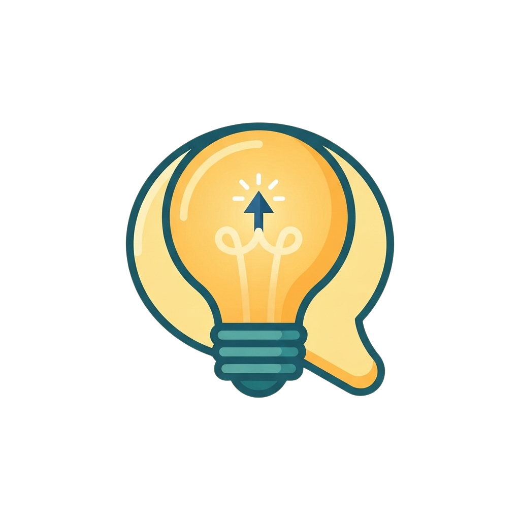 Illustration of a lightbulb with an upward arrow inside, symbolizing ideas and innovation
