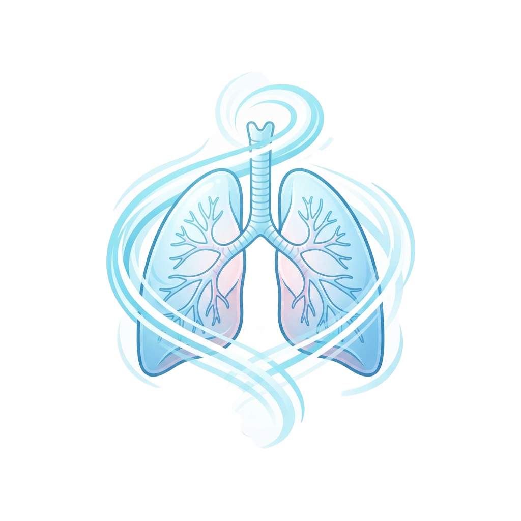 Illustration of the human respiratory system showing lungs, trachea, and bronchial tree