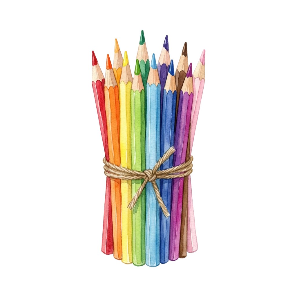 A bundle of assorted colored pencils tied together with twine against a black background